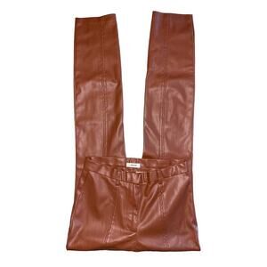 Jason Wu Brown Faux Leather Split Hem Trousers Women's Pants XS
